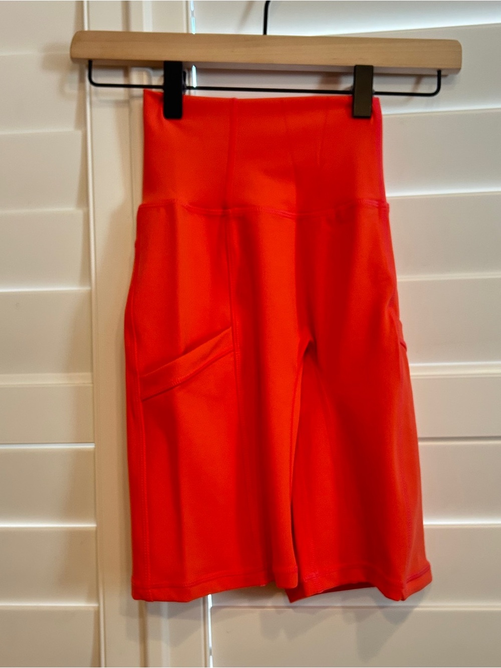 P'tula Bright Red High-Waist Bike Shorts with Side Pocket